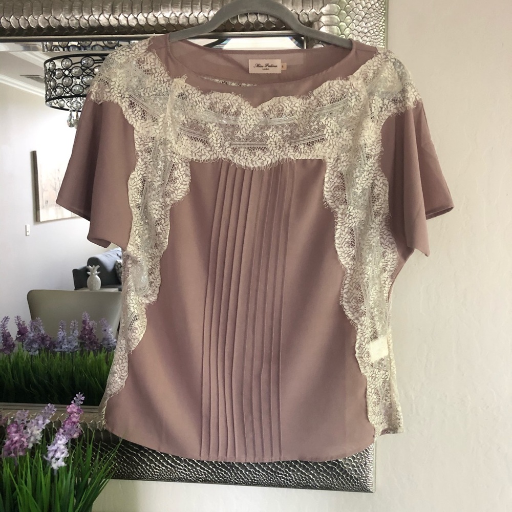 Dusty rose pink w/ cream colored lace, Miss Patina